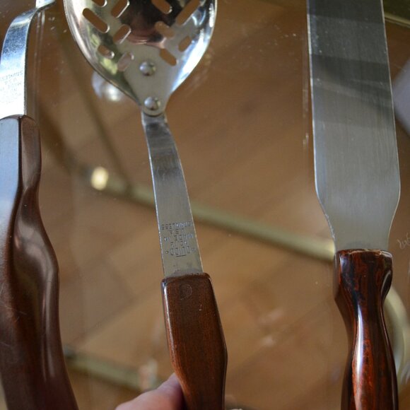 CUTCO Stainless USA Kitchen Utensil Set Brown Swirl Handles - Picture 7 of 10